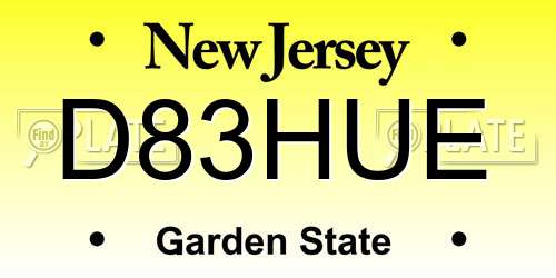D83HUE New Jersey License Plate