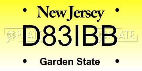 D83IBB New Jersey License Plate