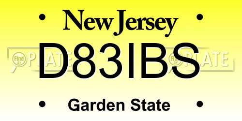 D83IBS New Jersey License Plate