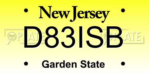 D83ISB New Jersey License Plate