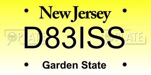 D83ISS New Jersey License Plate