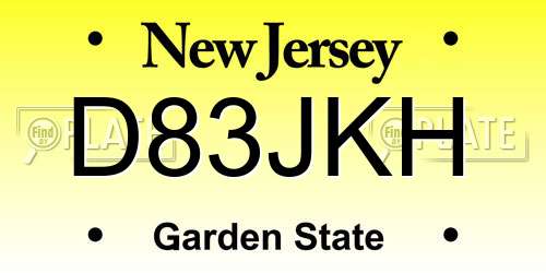 D83JKH New Jersey License Plate