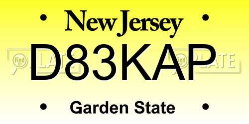 D83KAP New Jersey License Plate