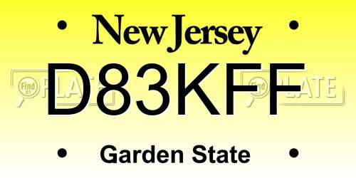 D83KFF New Jersey License Plate