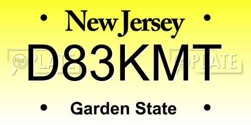 D83KMT New Jersey License Plate