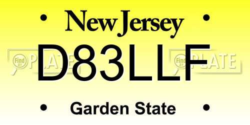 D83LLF New Jersey License Plate