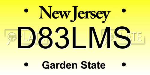 D83LMS New Jersey License Plate