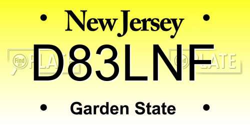 D83LNF New Jersey License Plate
