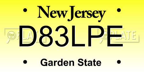 D83LPE New Jersey License Plate