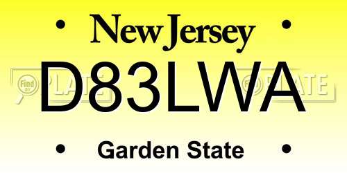 D83LWA New Jersey License Plate