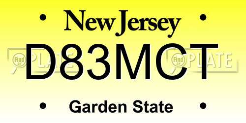 D83MCT New Jersey License Plate