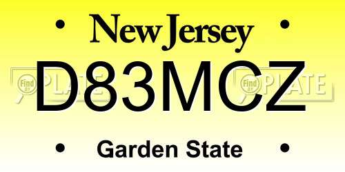 D83MCZ New Jersey License Plate