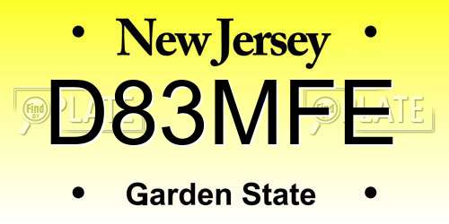 D83MFE New Jersey License Plate