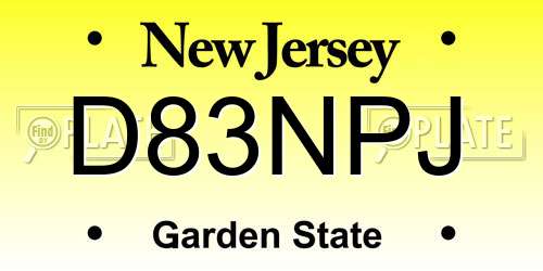 D83NPJ New Jersey License Plate