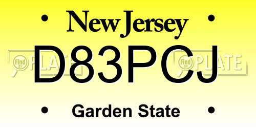 D83PCJ New Jersey License Plate