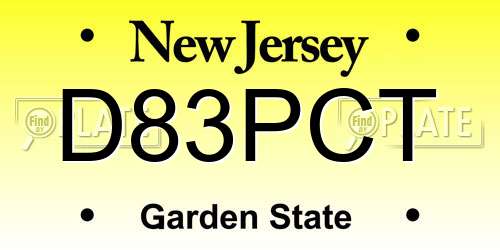 D83PCT New Jersey License Plate