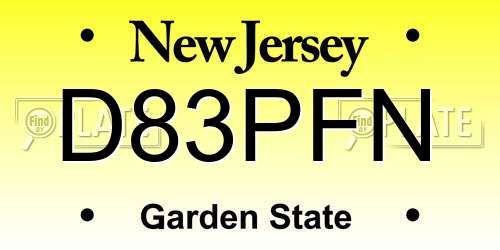 D83PFN New Jersey License Plate