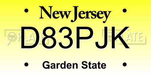 D83PJK New Jersey License Plate