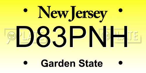 D83PNH New Jersey License Plate