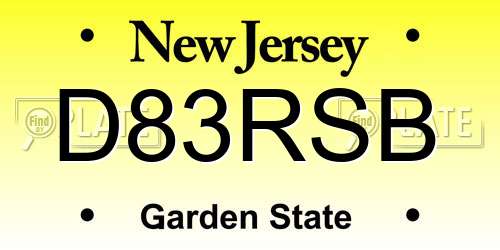 D83RSB New Jersey License Plate