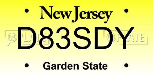 D83SDY New Jersey License Plate