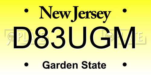 D83UGM New Jersey License Plate