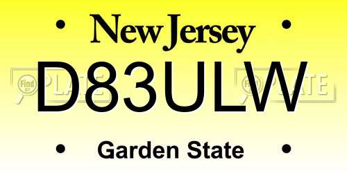 D83ULW New Jersey License Plate