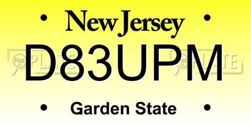 D83UPM New Jersey License Plate