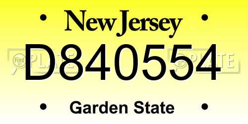 D840554 New Jersey License Plate
