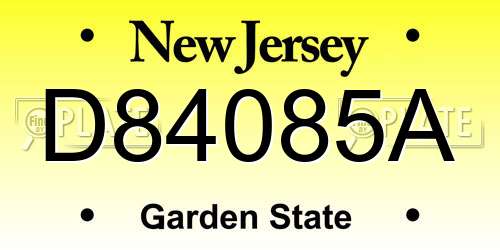 D84085A New Jersey License Plate