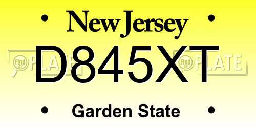 D845XT New Jersey License Plate
