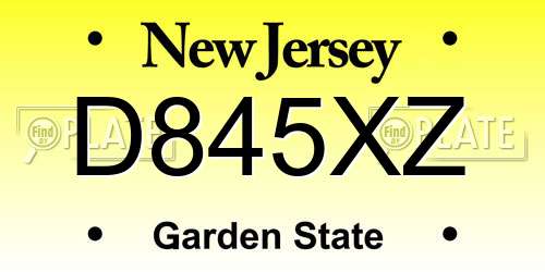D845XZ New Jersey License Plate