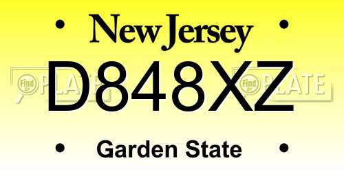 D848XZ New Jersey License Plate