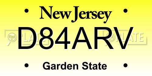 D84ARV New Jersey License Plate