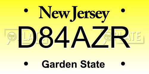 D84AZR New Jersey License Plate