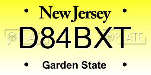 D84BXT New Jersey License Plate