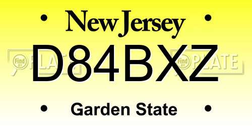 D84BXZ New Jersey License Plate