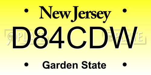 D84CDW New Jersey License Plate