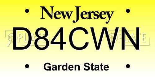 D84CWN New Jersey License Plate