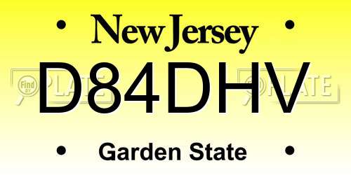 D84DHV New Jersey License Plate