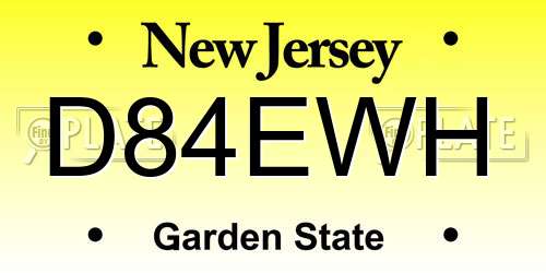 D84EWH New Jersey License Plate