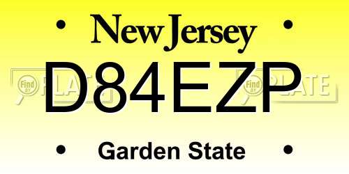 D84EZP New Jersey License Plate