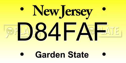 D84FAF New Jersey License Plate