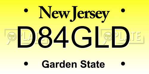 D84GLD New Jersey License Plate