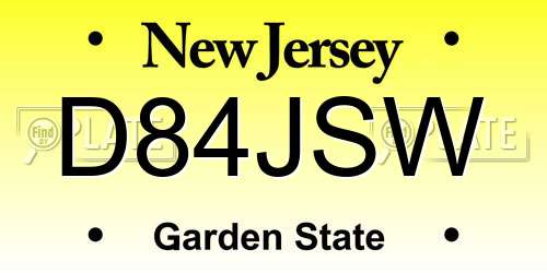 D84JSW New Jersey License Plate