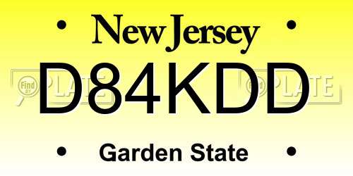 D84KDD New Jersey License Plate