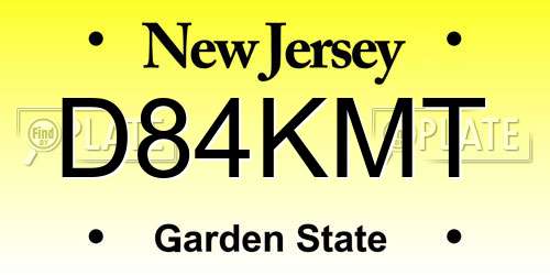 D84KMT New Jersey License Plate