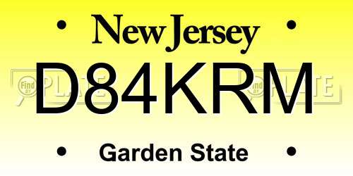D84KRM New Jersey License Plate
