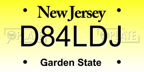 D84LDJ New Jersey License Plate