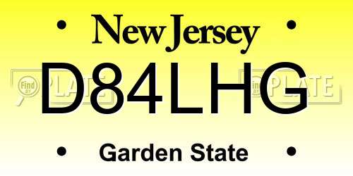 D84LHG New Jersey License Plate